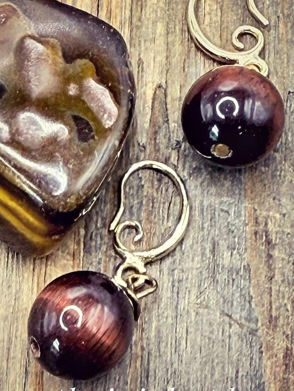 Tiger’s Eye Brown Stone Dangle Earrings